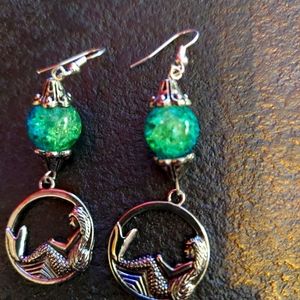 Blue and green mermaid earrings